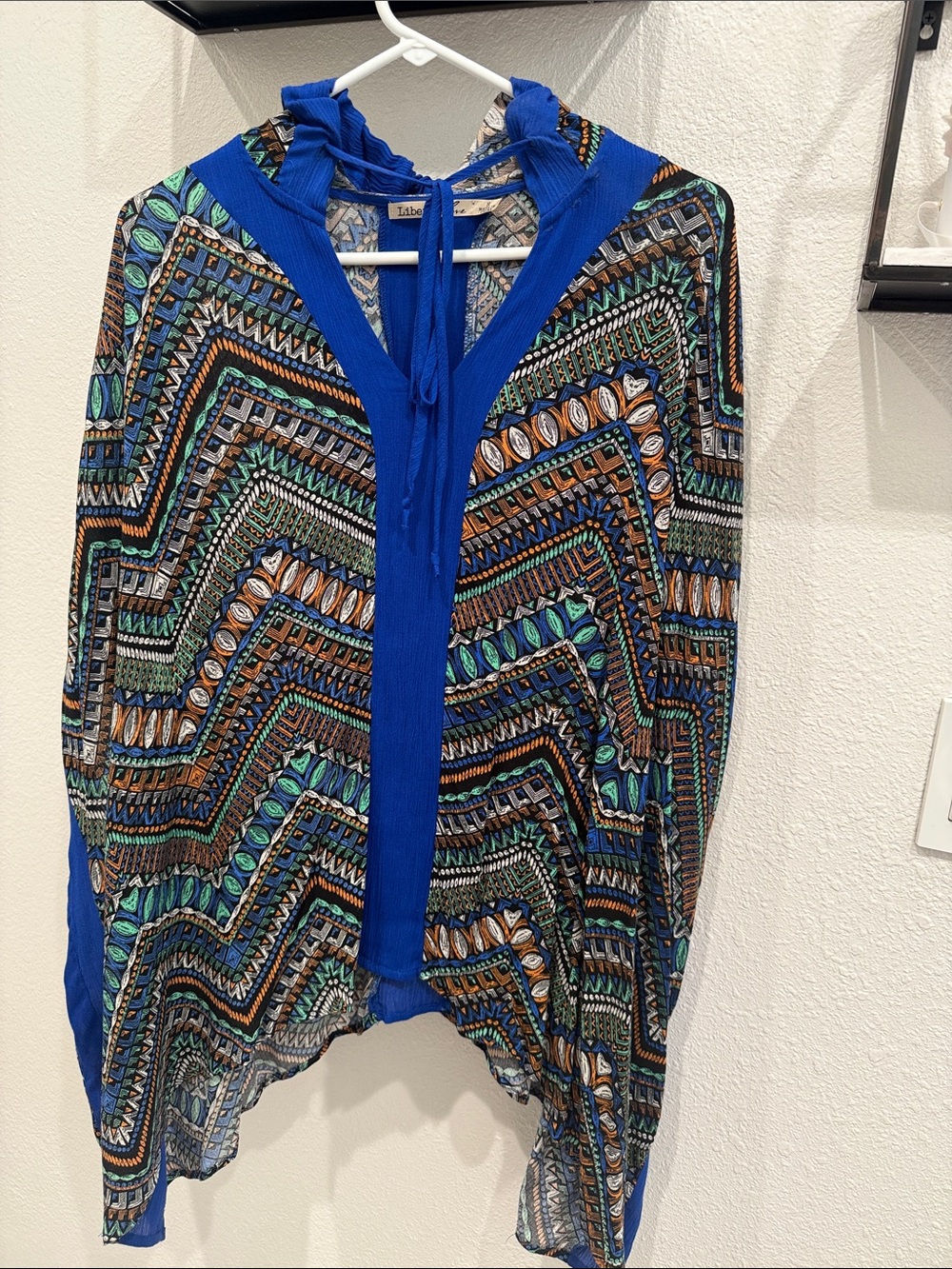 Liberty Love Blue Geometric Hooded Tunic